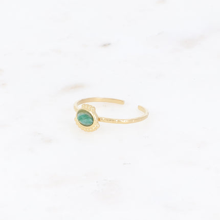 Bague fine Lunates - pierre naturelle ovale