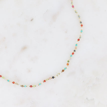 Collier sur fil Ellyn - pierres naturelles, perles rocailles