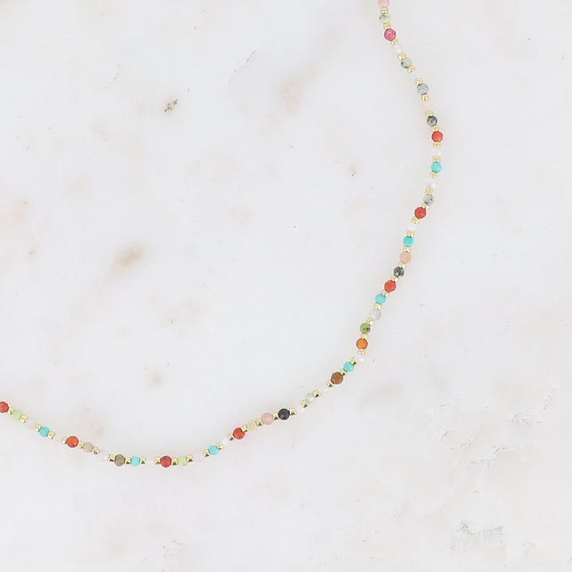 Collier sur fil Ellyn - pierres naturelles, perles rocailles
