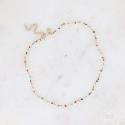 Collier sur fil Ellyn - pierres naturelles, perles rocailles
