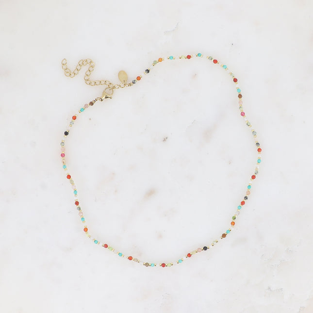 Collier sur fil Ellyn - pierres naturelles, perles rocailles