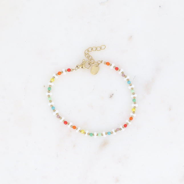 Thai bracelet - on thread, resin beads, glass beads