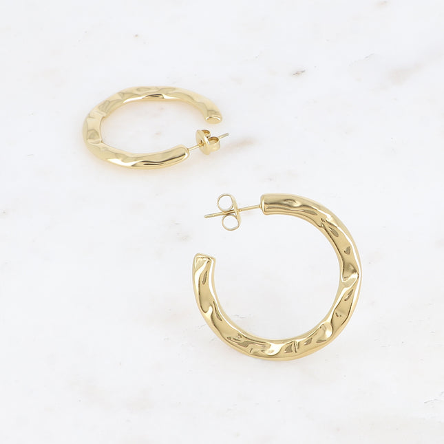 Hoop earrings - hammered ring 33mm