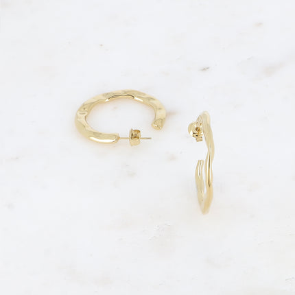 Hoop earrings - hammered ring 33mm
