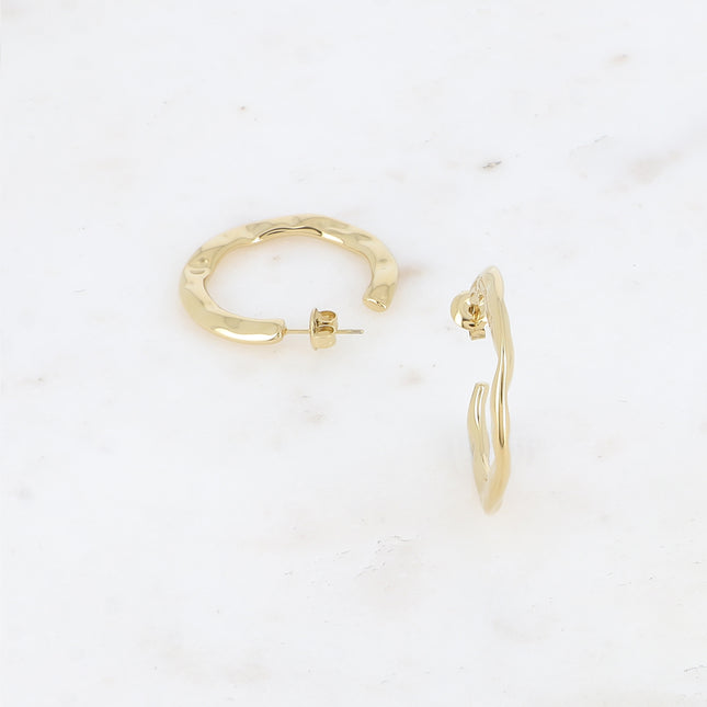 Hoop earrings - hammered ring 33mm