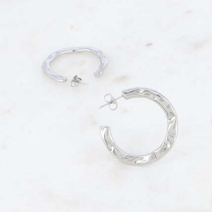 Hoop earrings - hammered ring 33mm