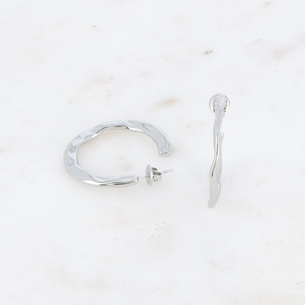 Hoop earrings - hammered ring 33mm