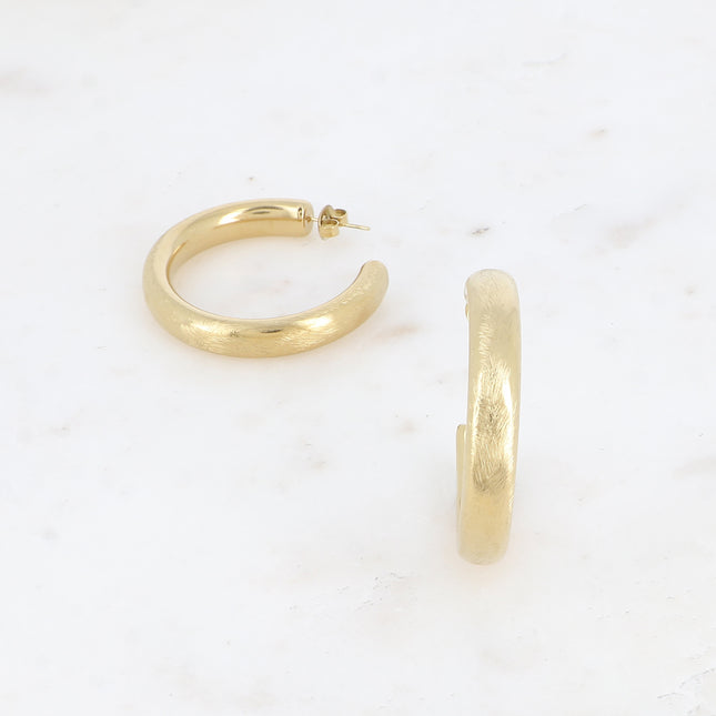 Creole earrings - thick brushed ring 40mm