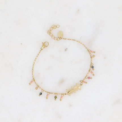 Bracelet Filipa - pierres naturelles pendantes et barre