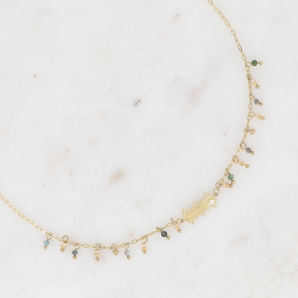 Collier Filipa - pierres naturelles pendantes et barre