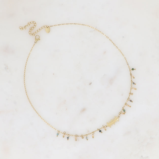 Collier Filipa - pierres naturelles pendantes et barre