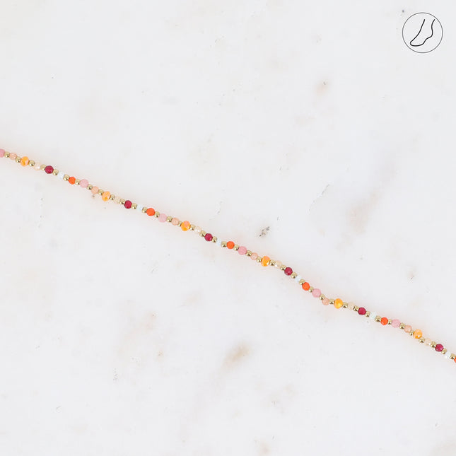 Chevillère Liorah - sur fil avec pâtes de verres et perles en acier inoxydable