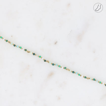 Chevillère Liorah - sur fil avec pâtes de verres et perles en acier inoxydable