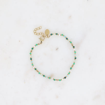 Bracelet Liorah - sur fil avec pâtes de verres et perles en acier inoxydable