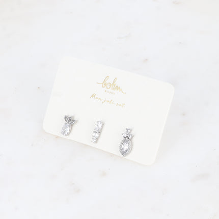 Set de 3 piercings (ananas, cristaux, amande)