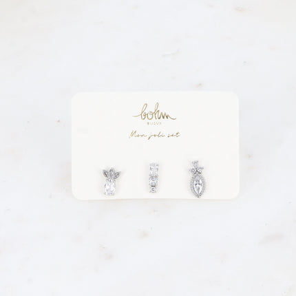 Set de 3 piercings (ananas, cristaux, amande)