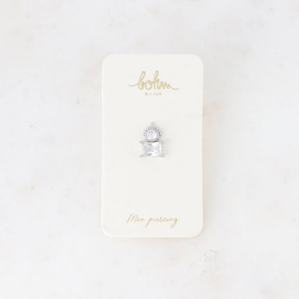 Piercing - cristaux rond et rectangulaire, contour effet milgrain