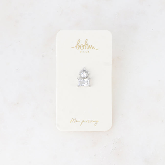Piercing - cristaux rond et rectangulaire, contour effet milgrain