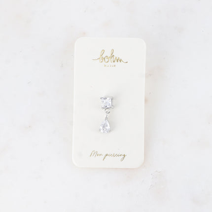 Piercing - cristaux carré et goutte