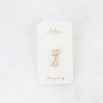 Piercing - cristaux carré et goutte