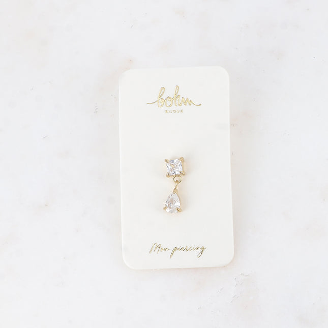 Piercing - cristaux carré et goutte