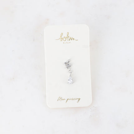 Piercing - serpent, cristal goutte pendant