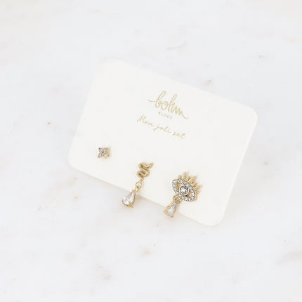 Set de 3 piercings (trèfle, serpent & goutte, oeil)