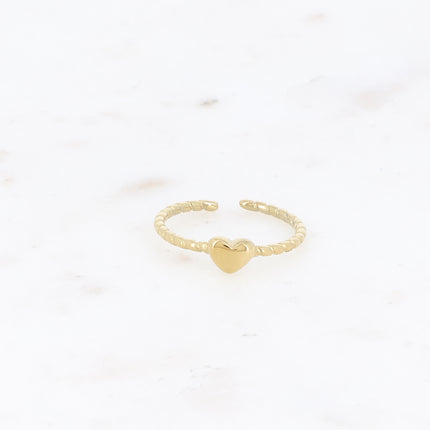 Bague fine - coeur et anneau torsadé