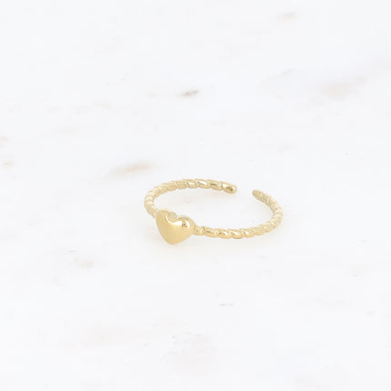 Bague fine - coeur et anneau torsadé
