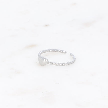 Bague fine - coeur et anneau torsadé