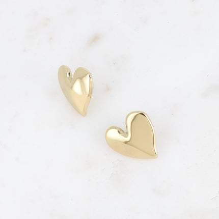 Stud earrings - hammered heart