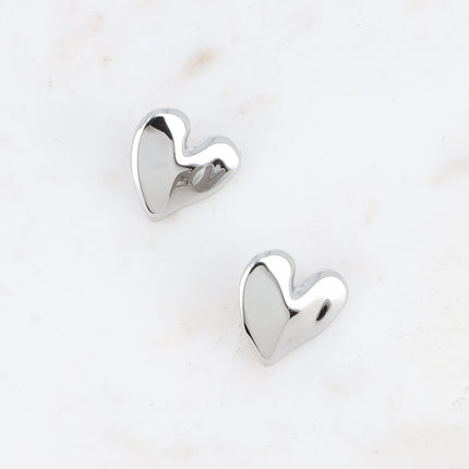 Stud earrings - hammered heart