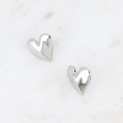 Stud earrings - hammered heart