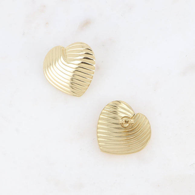 Boucles puces - coeur bombé et strié