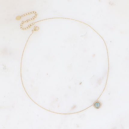 Collier - cristal carré et oxydes de zirconium