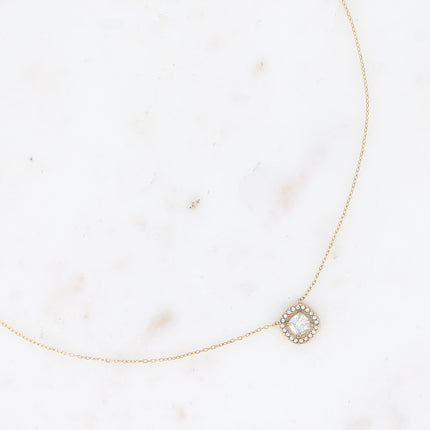 Collier - cristal carré et oxydes de zirconium