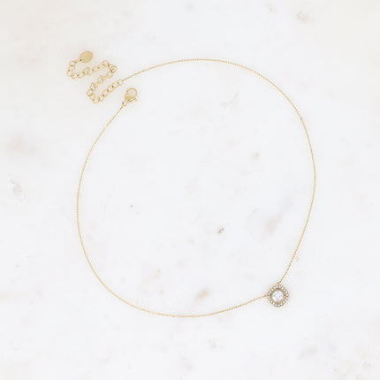 Collier - cristal carré et oxydes de zirconium
