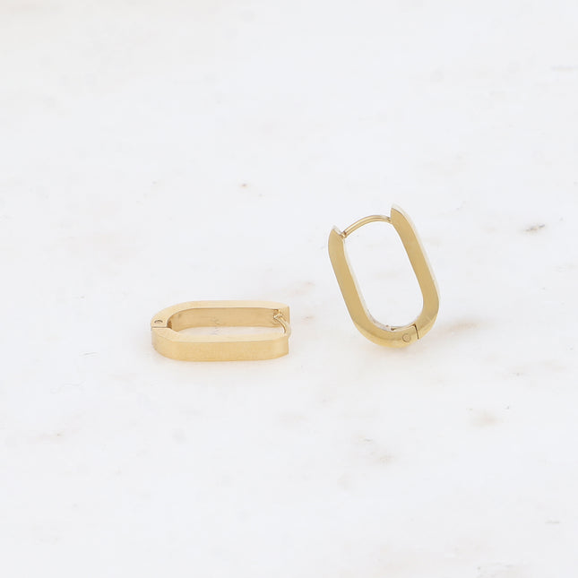 Creole earrings - oval stainless steel ring