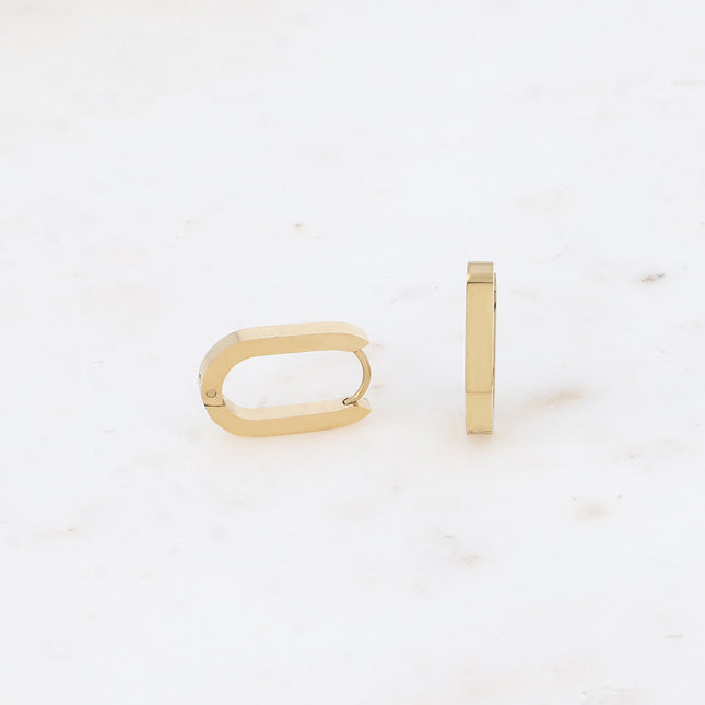 Creole earrings - oval stainless steel ring