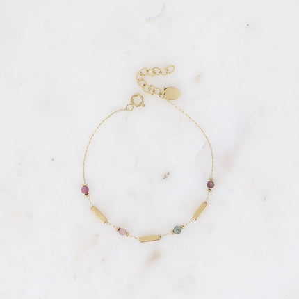 Bracelet - tubes rectangulaires et pierres naturelles