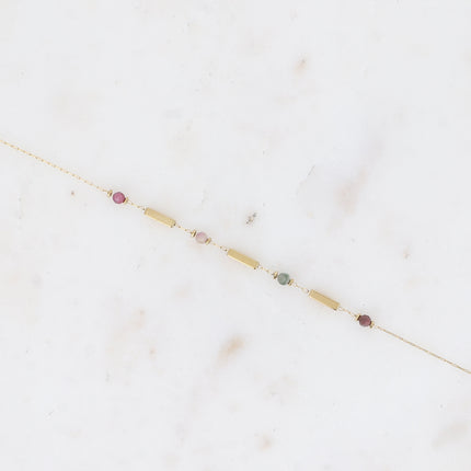 Bracelet - tubes rectangulaires et pierres naturelles
