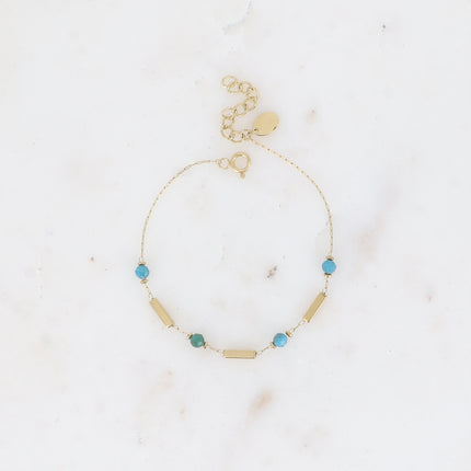 Bracelet - tubes rectangulaires et pierres naturelles