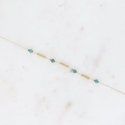Bracelet - tubes rectangulaires et pierres naturelles