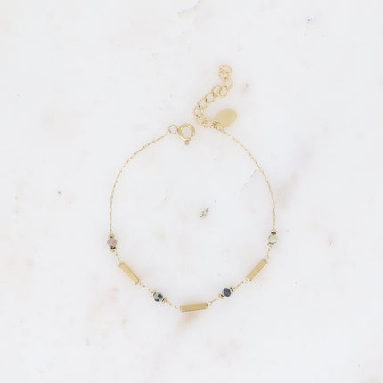 Bracelet - tubes rectangulaires et pierres naturelles