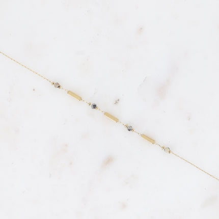 Bracelet - tubes rectangulaires et pierres naturelles