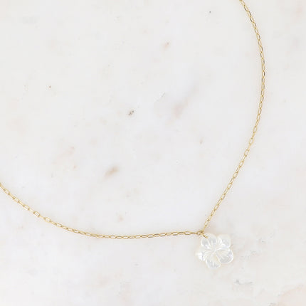 Collier - pendentif fleur nacrée 20mm