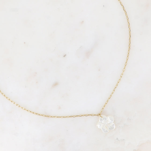 Collier - pendentif fleur nacrée 20mm