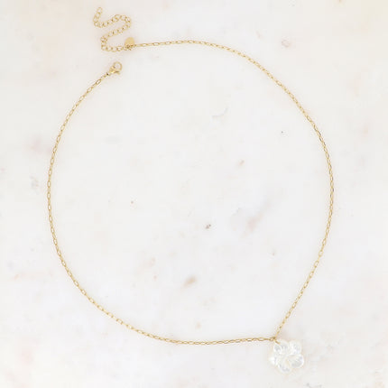 Collier - pendentif fleur nacrée 20mm
