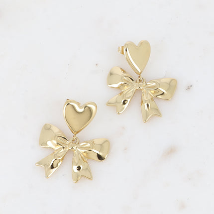 Gigi drop earrings - heart and large bow