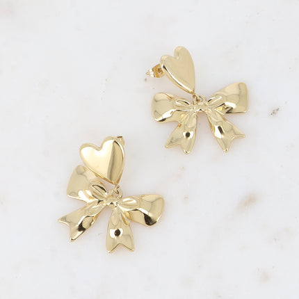 Gigi drop earrings - heart and large bow